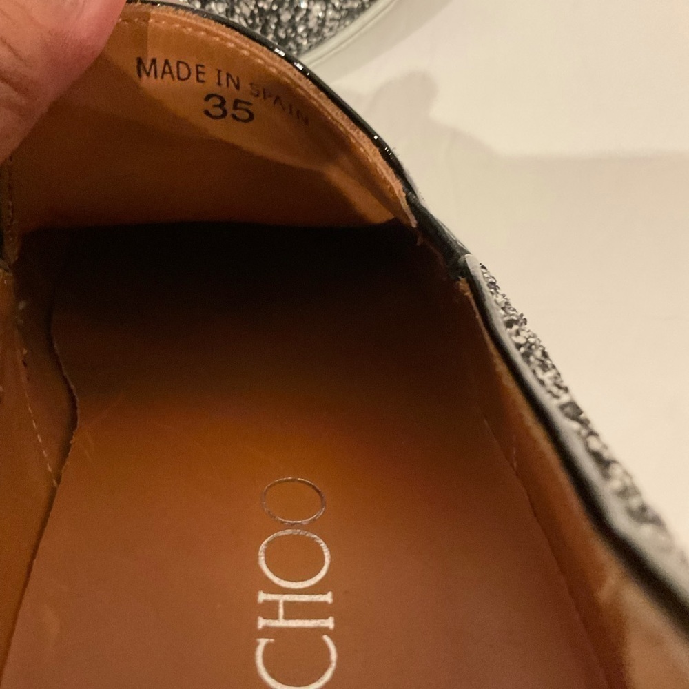 Jimmy Choo Demi Coarse Glitter Slip-Ons Sneakers Black and Silver - Picture 11 of 15